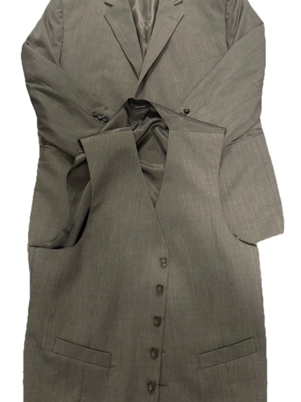 STAFFORD 2 Piece Super 100’s Wool Jacket and Vest Charcoal Striped Size 48S